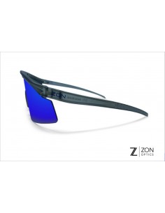 Lunettes CURVE gris transparet mat & verres miroirs bleu 2