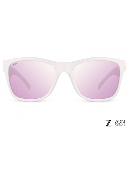 Lunettes SKINNY blanc mat & verres miroirs rose