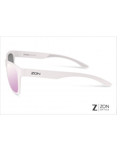 Lunettes SKINNY blanc mat & verres miroirs rose