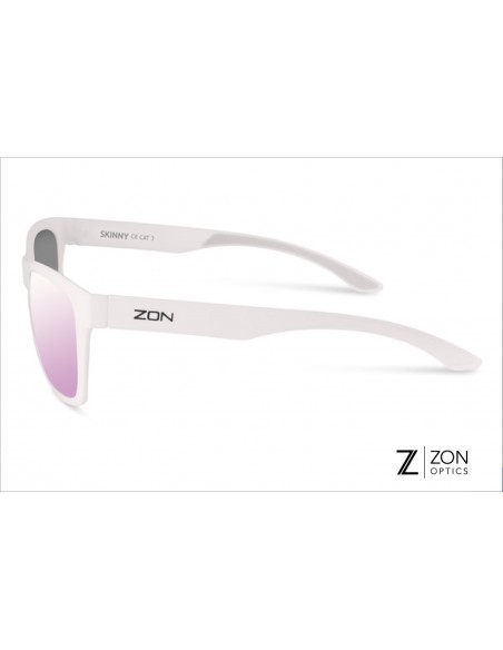 Lunettes SKINNY blanc mat & verres miroirs rose