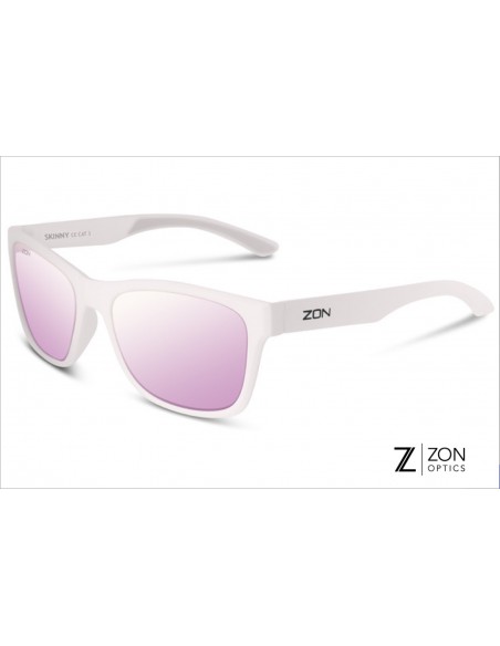 Lunettes SKINNY blanc mat & verres miroirs rose