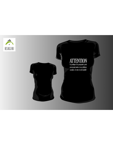 T-Shirt ASAGIRI, "Attention", femme, couleur noir, taille S